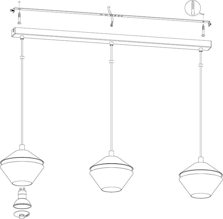 Produktbild EGLO Pendelleuchte PERPIGO 3x GU10, Schwarz/Weiss (GU10, 400 lm)