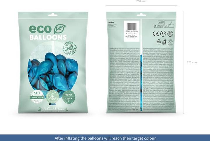 Actual product image Partydeco Eco Balloons 26cm pastel, turquoise (1 pkt / 100 pc.) (100x)