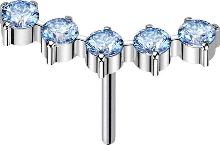 Immagine prodotto Star Piercing Threadless argento curvo cinque cristalli rotondi acqua (senza ottone, Titanio)