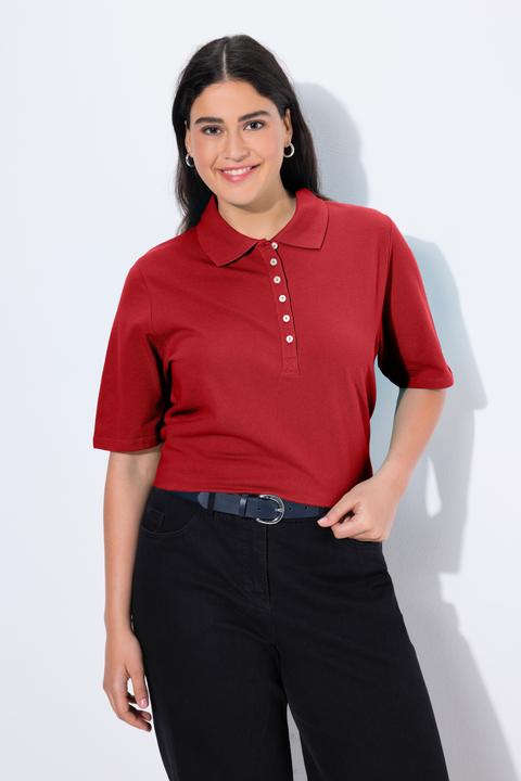 Produktbild Ulla Popken Poloshirt, Piqué, Polokragen, Samt-Knopfleiste, Halbarm (54)