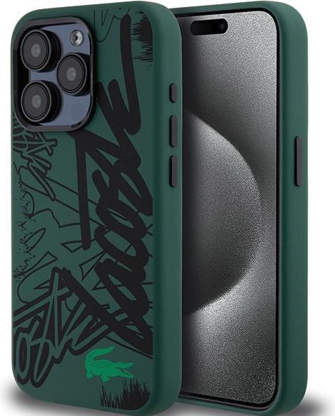 Actual product image Lacoste LCHCP15XGRAK iPhone 15 Pro Max 6.7" czarny/black hardcase Silicone Graffiti (Apple iPhone 15 Pro Max)