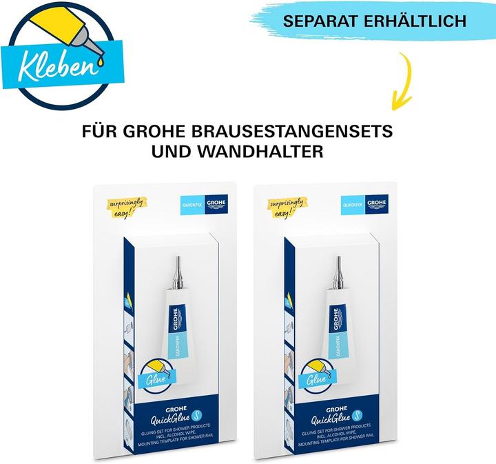 Actual product image Grohe Vitalio Start 110 QuickFix shower rail set, glue or drill, length 900mm, water-saving, 3 jets