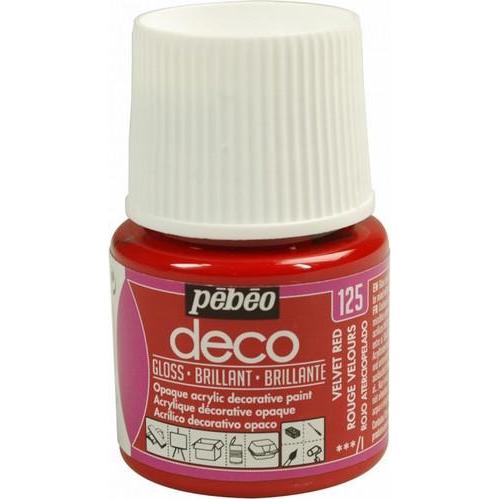 Pebeo, Künstlerfarbe + Bastelfarbe, Deco Glänzende Acrylfarben (Samtrot, 45 ml)