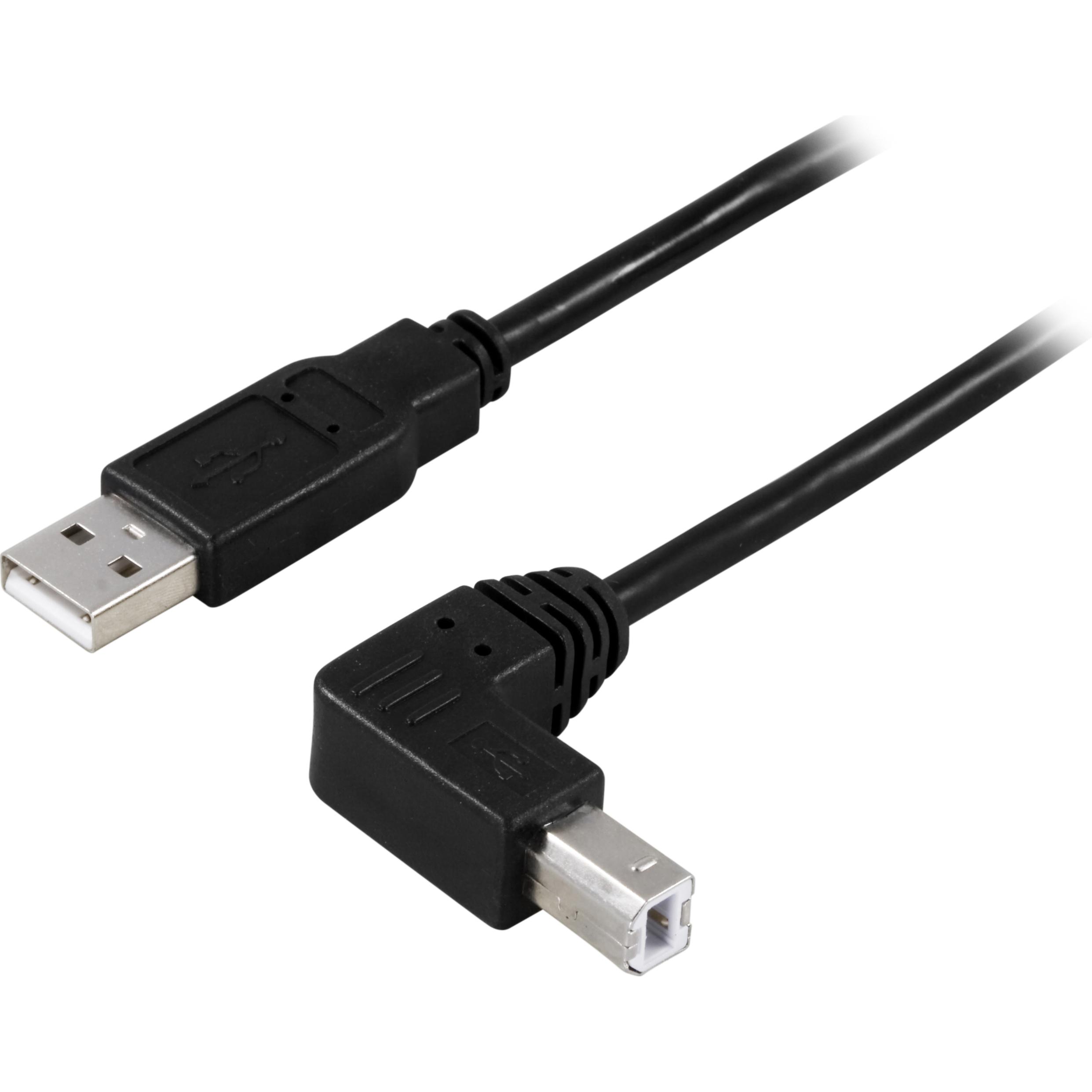 Deltaco Cavo USB 2.0 tipo A hane - Vinklad B 1 m svart (1 m, USB 2.0), Cavo USB