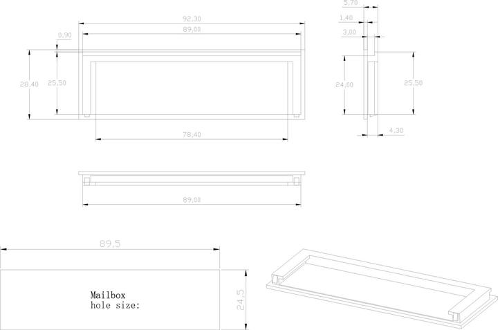 Actual product image Wiltec Name tag cover for letterbox with cut-out of 89x25mm, replacement for 82,5x21,5mm name tag