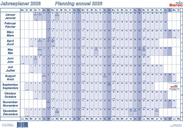 Berec Papierjahresplan A4 B 5604/20 2020, blau (A4)