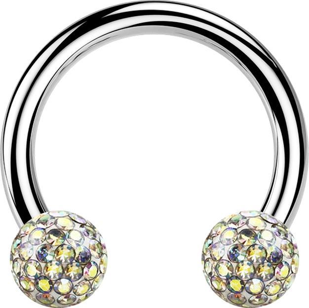 Immagine prodotto Star Piercing Campanile circolare in argento con due sfere di cristallo strato protettivo epossidico multicolore (senza ottone, Acciaio chirurgico 316L)