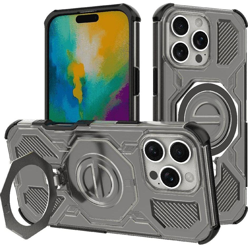 Techsuit - Carbon Shield PRO - iPhone 16 Pro - Smoke Black (Apple iPhone 16 Pro), Cover smartphone, Nero