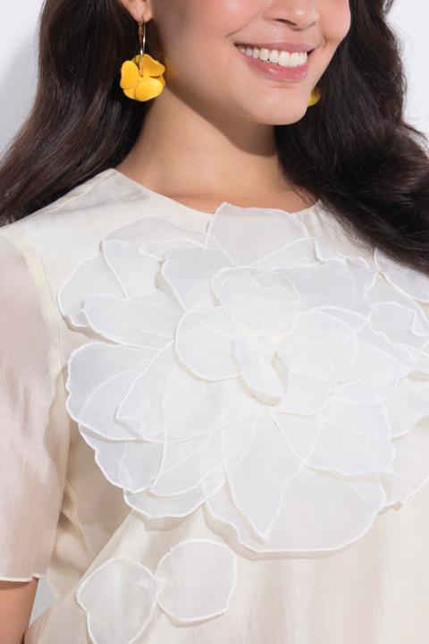 Actual product image Ulla Popken Floral Chiffon Applique Blouse (44)