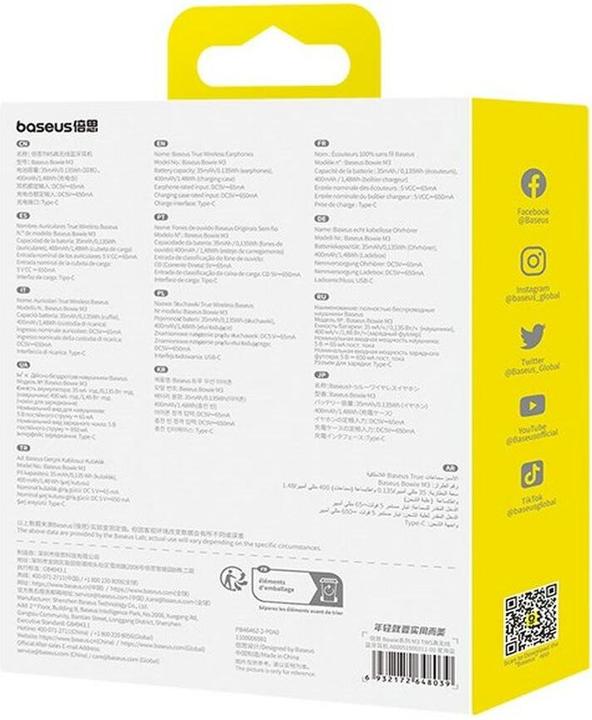 Image du produit Baseus Ecouteurs Bowie M3 True Wireless Bleu Galaxie (ANC, 30 h, Sans fil)