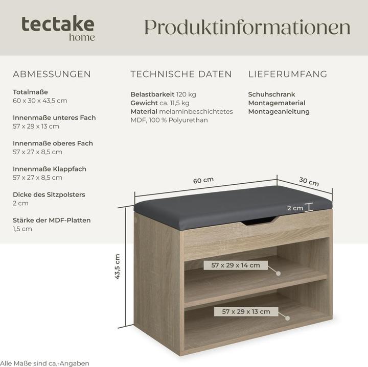 Immagine prodotto tectake Phil (60 x 30 x 43,5 cm)