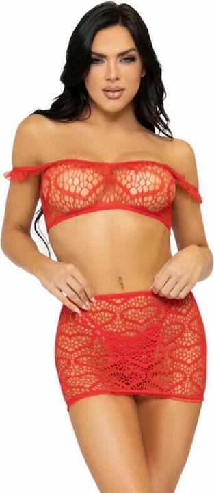 Produktbild Leg Avenue Dreiteiliges Set, Oberteil, Minirock Und String Einheitsgr?Sse - Rot (One Size)