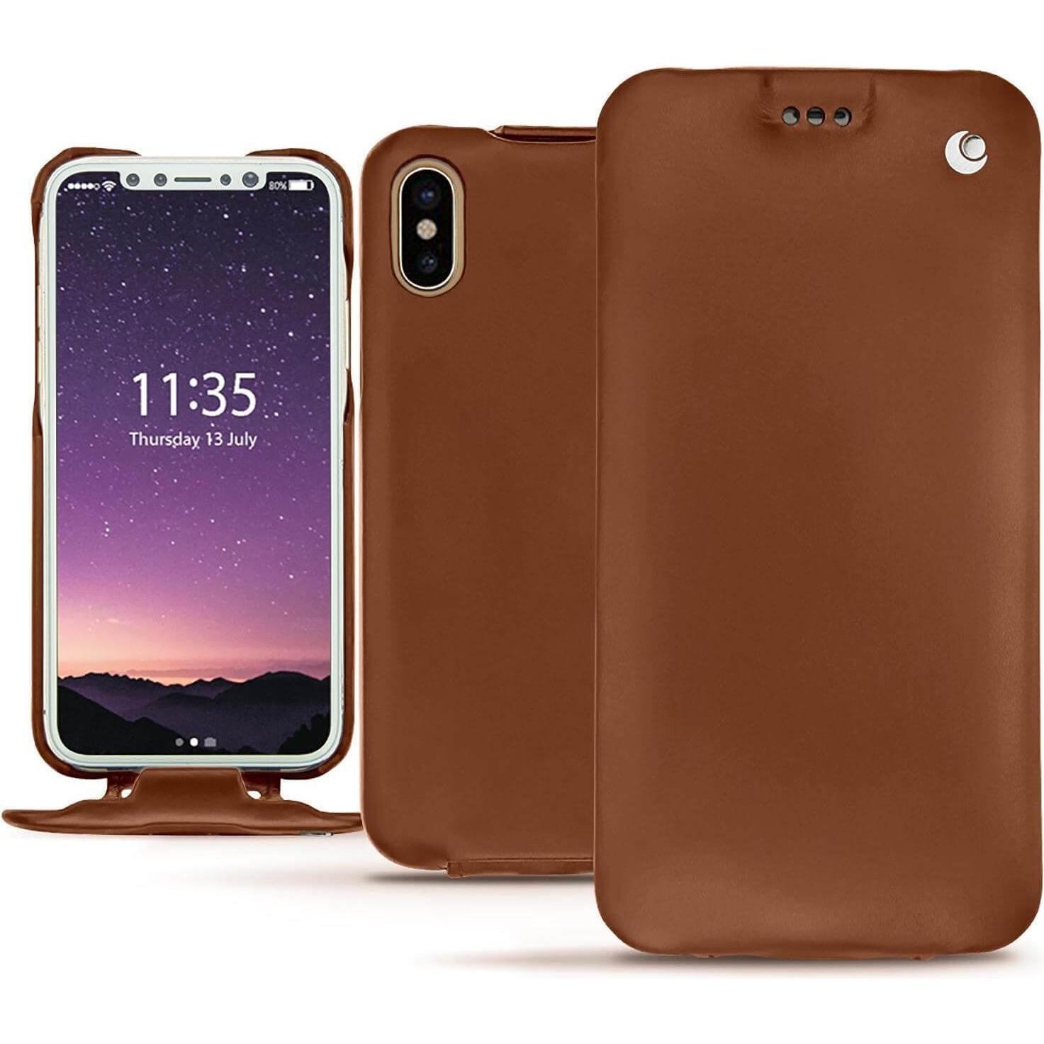 Thumbnail - Noreve Lederschutzhülle vertikal (Apple iPhone XS), Smartphone Hülle, Braun