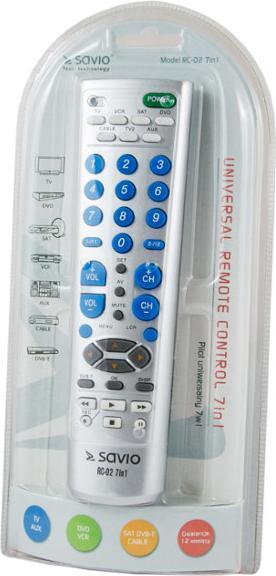 Produktbild Savio RC-02 Fernbedienung IR Wireless DVD/Blu-ray, TV Drucktasten (Universal Fernbedienung, Infrarot)