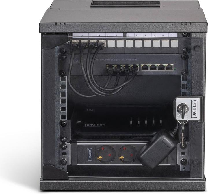 Produktbild Digitus 10" Netzwerk-Set, 6HE Wandgehäuse und Zubehör, sw SOHO PRO Version (6 HE, 10 Zoll Rack)