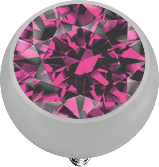 Actual product image Star Piercing Dermal Anchor Kugel silber mit Kristall pink (without brass, Titanium)