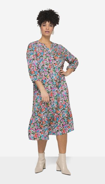 Image du produit Miamoda Robe maxi coupe trapèze à imprimé floral. Décolleté en V et manches 3/4 (58)