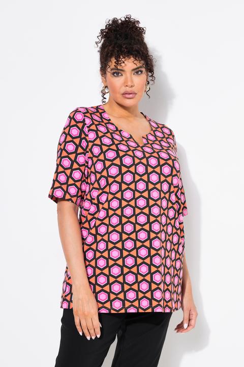 Produktbild Ulla Popken T-Shirt, grafischer Druck, Tunika-Ausschnitt, Halbarm (46, 48)