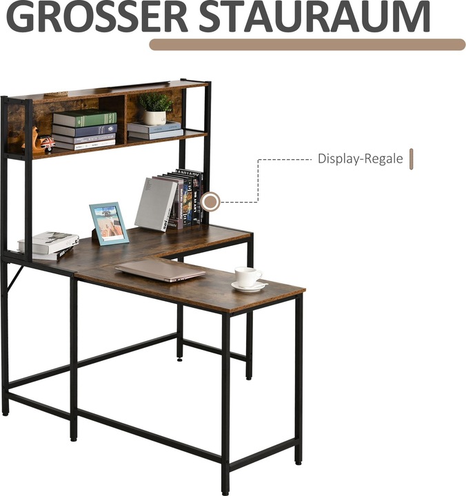 Actual product image Homcom Corner desk in industrial style (140 x 125 x 149 cm)