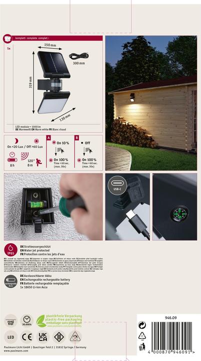 Actual product image Paulmann Lesly solar wallwasher (1600 lm, IP65)
