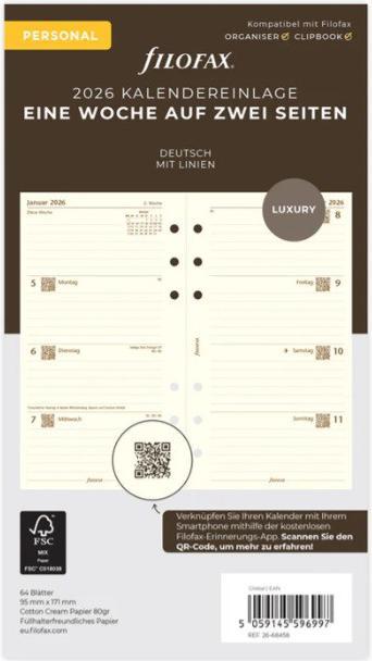 Image du produit Filofax PE-INH.1W/2S.CREME DEUTSCH