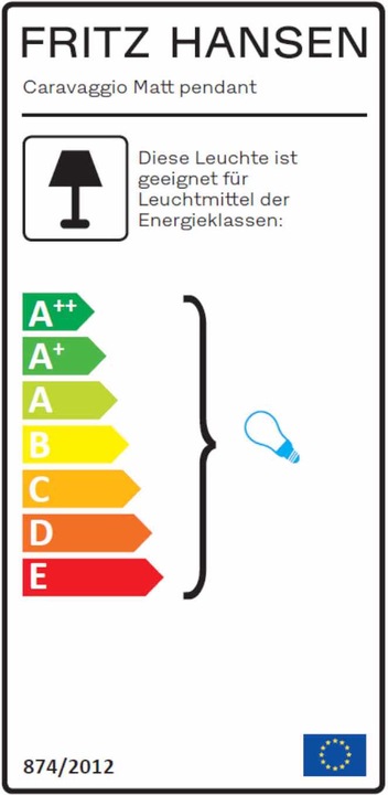Energie-Label Fritz Hansen Caravaggio Matt P1 Pendelleuchte (E27)