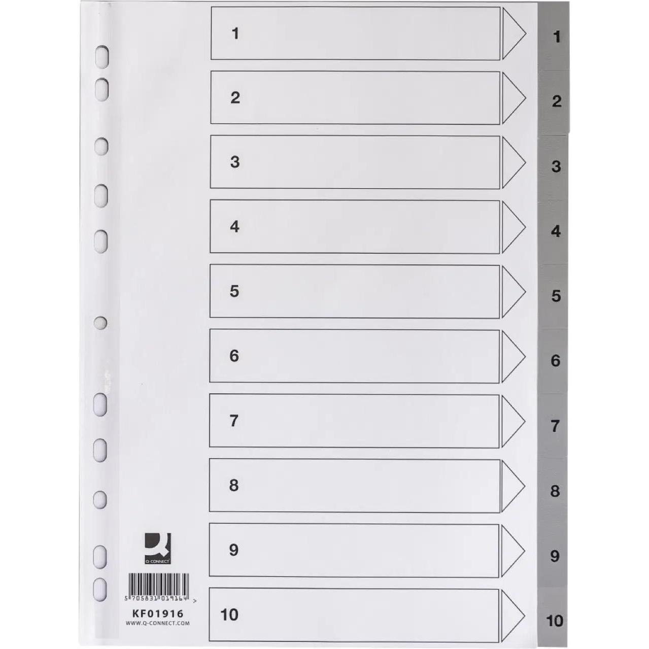 Q-Connect, Ordner Zubehör, Register Vollformat aus PP, mit Indexblatt
