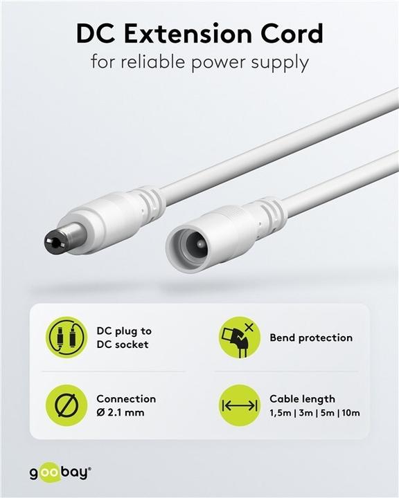 Actual product image Goobay DC-Verlängerungskabel, 5 m, weiss (5 m)