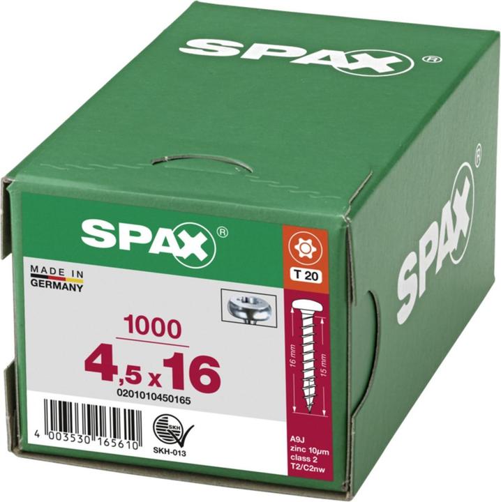 Actual product image Spax Halbrundkopf T-Star Plus T20 Vollgewinde Wirox (1000 Screws per piece, 4.5 x 16 mm)