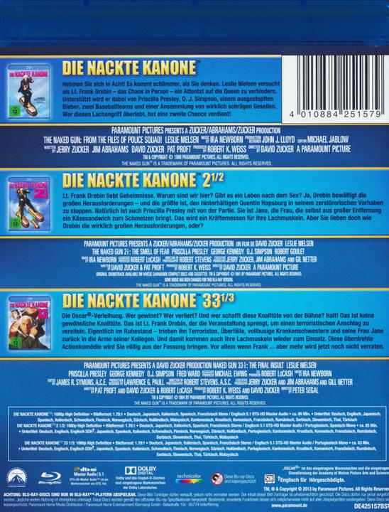 Image du produit Le pistolet nu 1-3 Coffret (Blu-ray, 2013, Allemand, Espagnol, Français, Japonais, Italien, Portugais, Anglais)