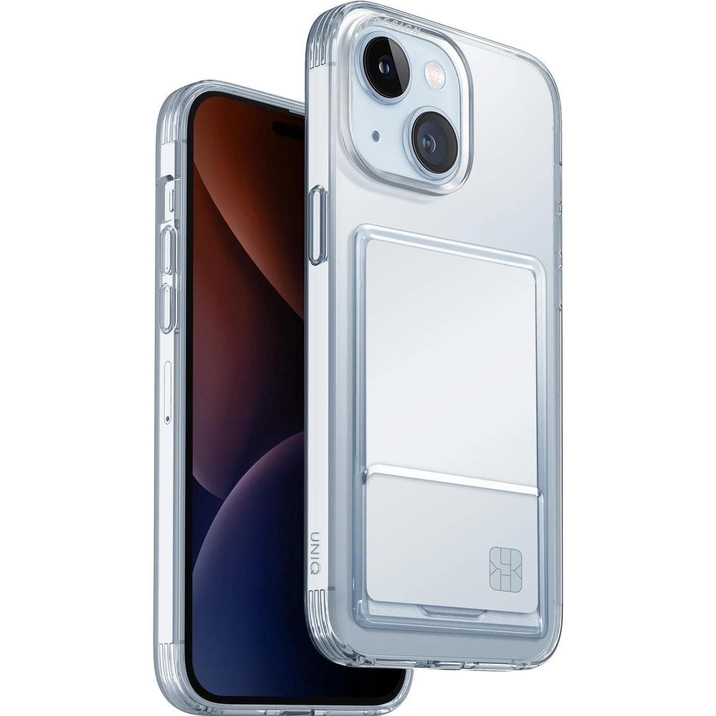 Uniq etui Air Fender ID iPhone 15 6.1" nude transparent Cardslot (Apple iPhone 15), Smartphone Hülle, Transparent