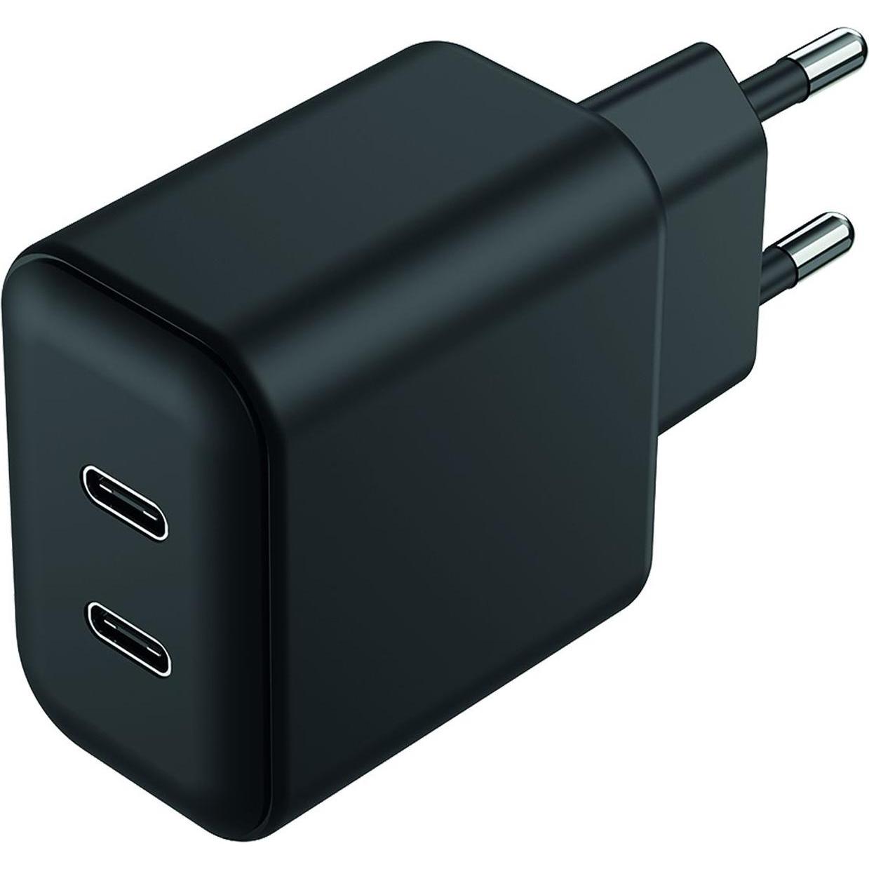 Thumbnail - 2GO Netz-Ladegerät 100V-240V 2x USB Type C 3000mA schwarz, USB Ladegerät, Schwarz
