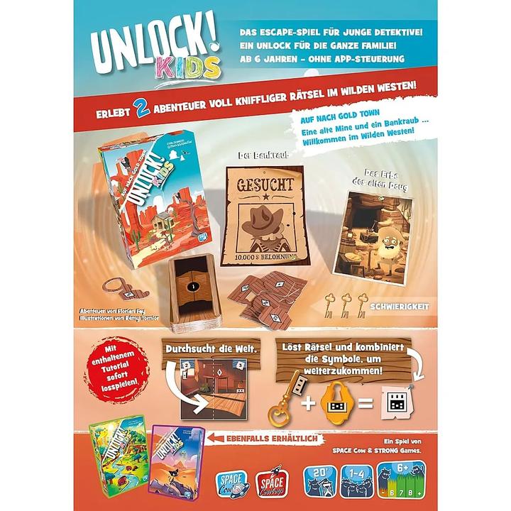 Immagine prodotto Asmodée SCOD0116 - Sblocca! Kids: Off to Gold Town, puzzle game, per 1-4 giocatori, da 6 anni (EN) (Tedesco, 1 - 4 Giocatori)