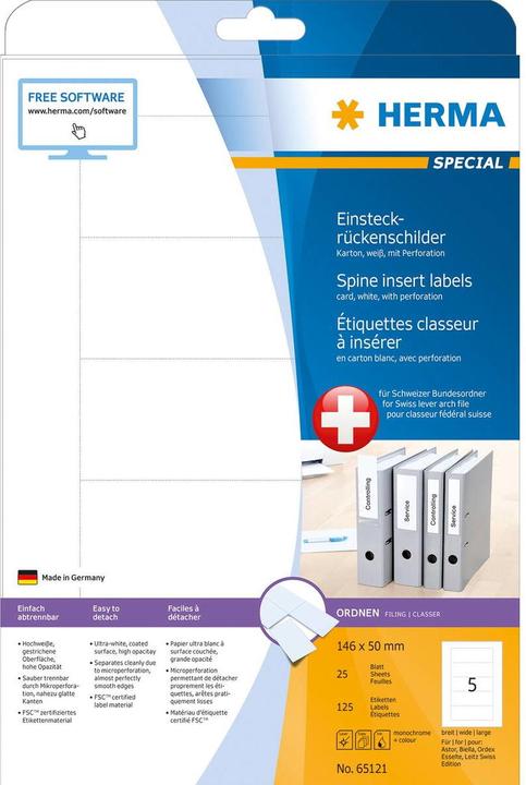 Actual product image HERMA Folder spine labels A4