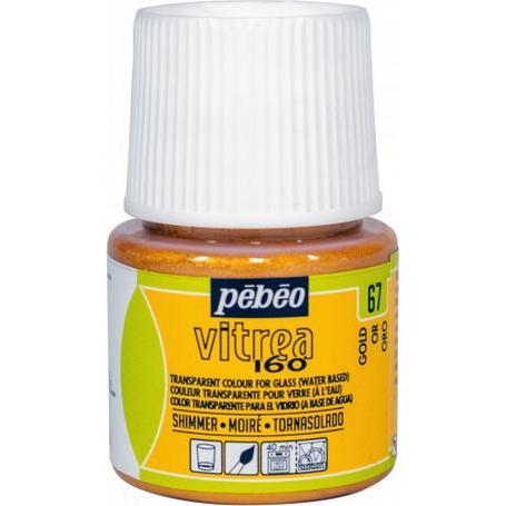 Pebeo, Künstlerfarbe + Bastelfarbe, Vitrea 160 Moiré (Gold, 45 ml)