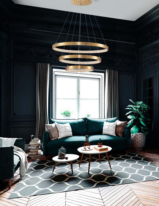 Productafbeelding Nova Luce PRESTON LED hanglamp goud 112W warm wit 150x80cm dimbaar 9862853
