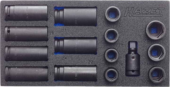 Produktbild HAZET Schlag-, Maschinenschrauber Steckschlüssel Satz 163-463/15 ∙ Vierkant12,5 mm (1/2 Zoll) ∙ Auss…