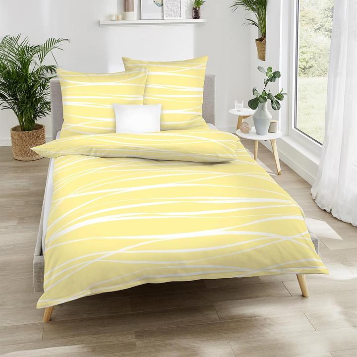 Produktbild Traumschlaf Mako-Satin Bettwäsche Motion Colours gelb (Bettwäsche Set, 135x200 cm + 80x80 cm)