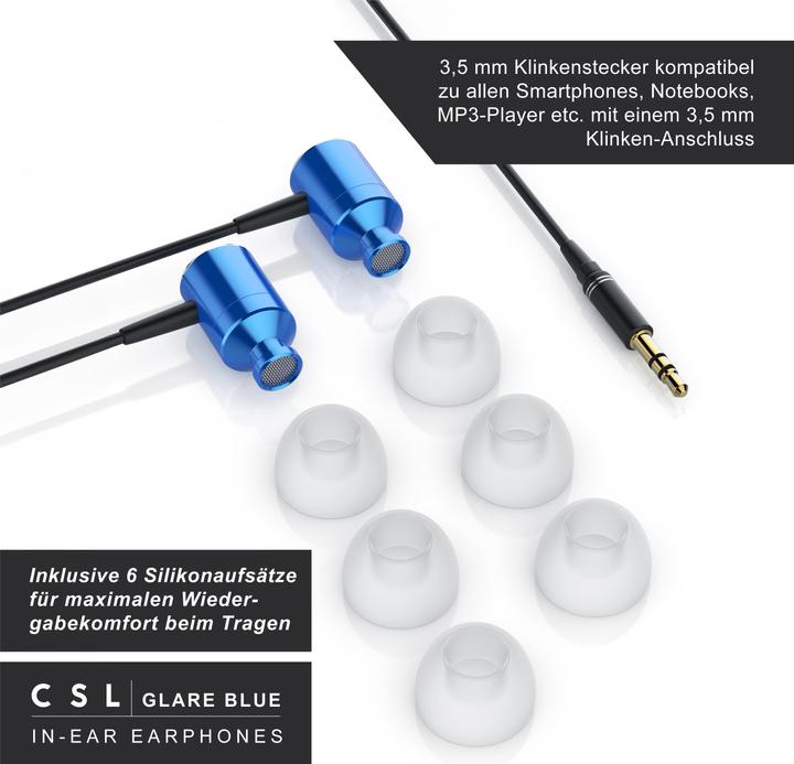 Produktbild CSL In-Ear Kopfhörer, InEar Ohrhörer, Dynamischer 8mm Treiber, Noise Reduction Design (Kabelgebunden)