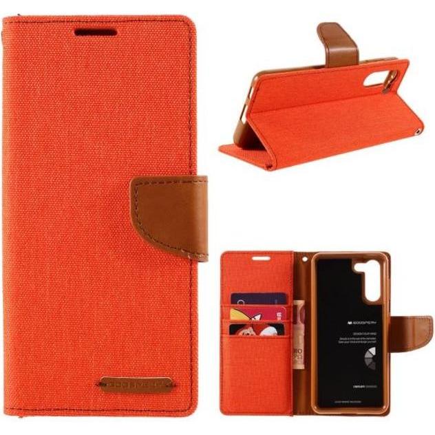 Goospery Canvas Diary Series (Samsung Galaxy S21+), Smartphone Hülle, Orange