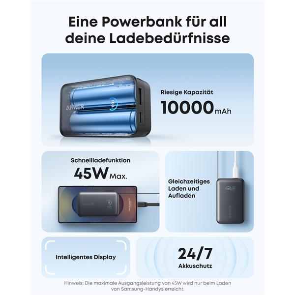 Immagine prodotto Anker Nano PowerBank 10K 45W Built-In USB-C Cable (10000 mAh, 45 W)