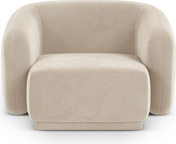 Cosmopolitan Design Fauteuil en velours, "Gomera", 1 Place, Beige, 93x90x74 Fabriqué en Europe