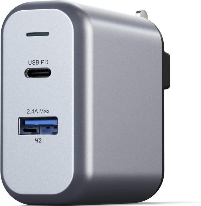 Productafbeelding Satechi Muurlader met dubbele poort USB C/A Space Gray (30 W, 1 portie)