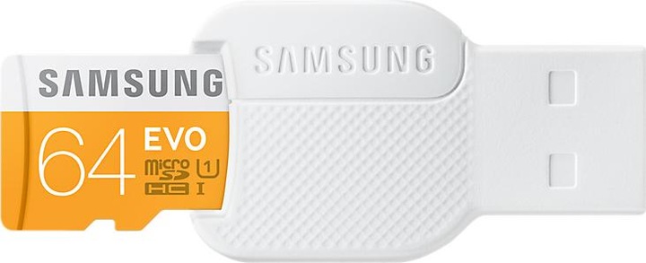 Produktbild Samsung EVO microSDXC mit Adapter (64 GB, microSDXC, U1, UHS-I)