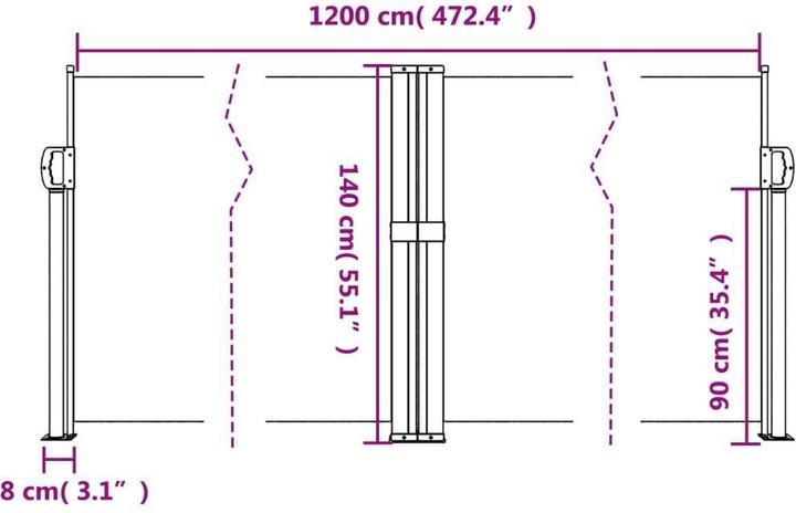 Image du produit vidaXL ausziehbare Seitenmarkise (1.40 m)