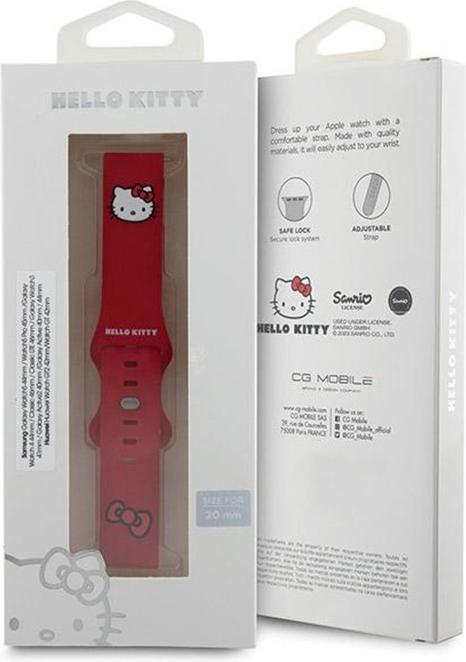 Image du produit Hello Kitty Pasek Uniwersalny HKUWMSCHBLR Silicone Kitty Head czerwony/red 20mm (20 mm, Acier inoxydable, Matières plastiques, Silicone)