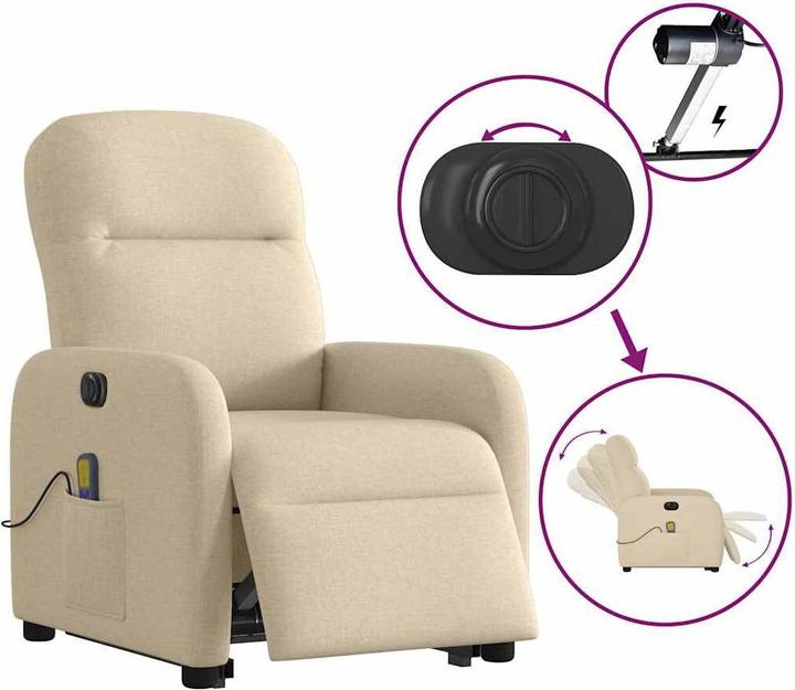 Produktbild VidaXL Elektrischer Massagesessel mit Aufstehhilfe Creme Stoff