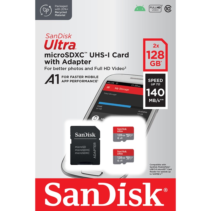Produktbild SanDisk Ultra (128 GB, microSDXC, U1, UHS-I)