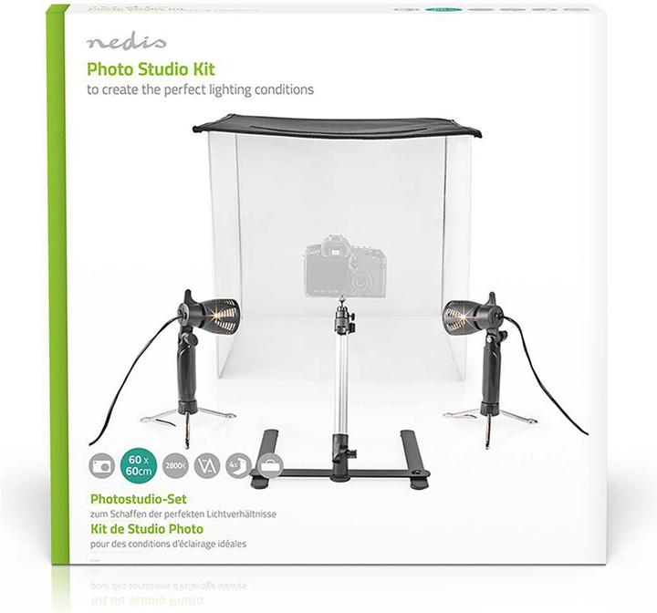 Produktbild Nedis Foto Studio Kit 400 lm Faltbar Hintergründe inkl. Tragetasche enthalten Schwarz (Reflektor)