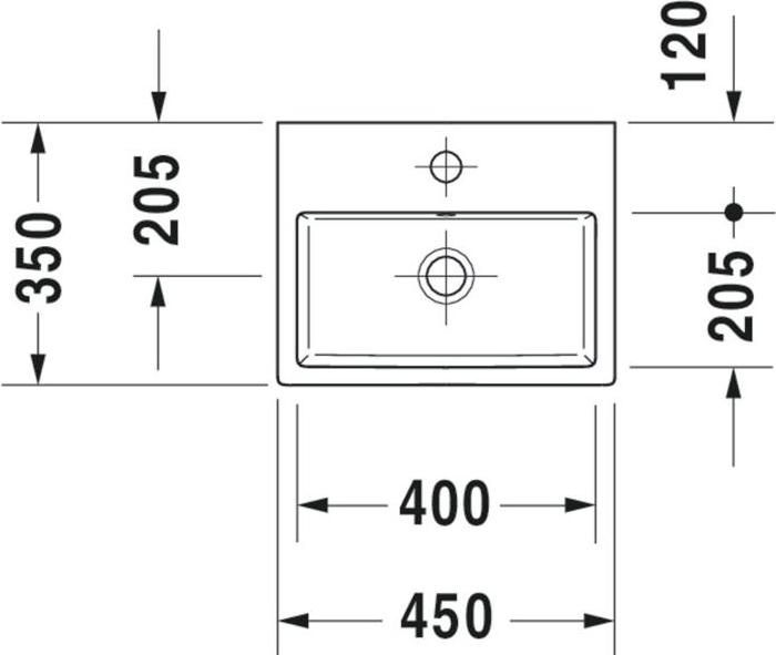 Produktbild Duravit Handwaschbecken VERO AIR m ÜL HLB 450x350mm 1 Hahnloch weiss (350 mm, 450 mm)